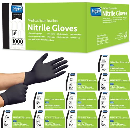 Inspire Black Nitrile Gloves | THE ORIGINAL Quality Black Gloves Disposable Latex Free | 4.5 Cooking (Nitrile, XL)