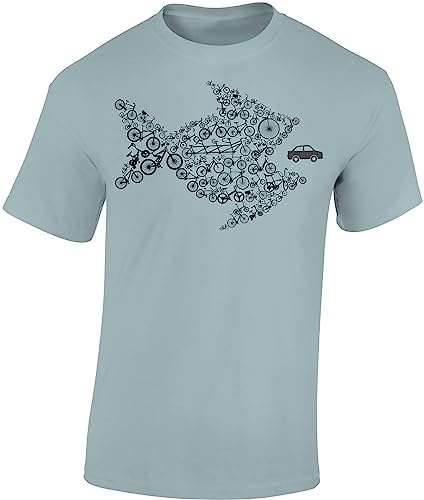 Baddery T-shirt de vélo pour homme « Bikes of the World Organise », bleu glace, M