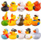 FANTESI 15 Pack Rubber Ducks, Bath Ducks, Baby Bath Toys, Mini Floating Duck Bath Toys, Suitable Party Supplies, Helmets, Car Decoration