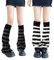 QKURT 2 Pairs Long Leg Warmers, Knitted Winter Thermal Legwarmers Punk Knee High Stockings Boots Cuff Warmer for Women,Girls