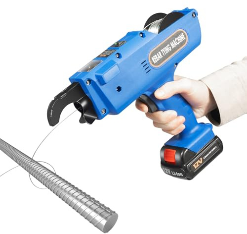 4500 mAh Machine à ligaturer les fils Machine à ligaturer les barres métalliques Rebar Tying Machine de reliure électrique Lieur fil fer d'armatures Professionnel Automatique Pince (Bleu)