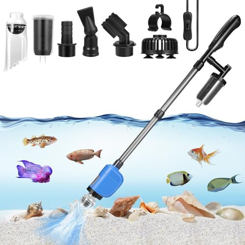 Mulmsauger Aquarium Elektrisch, 6 in 1 Aquarium Sauger, 32W Elektrische Aquarium Wasserwechsler -Automatisch Aquarium Reinigungsset, für Wasserwechsel Sandreiniger Wasserfilterung und Wasserumwälzung