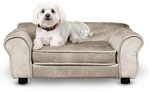 MG Design Canapé pour Chien et Chat Beige – Structure en Bois, Assise rembourrée, Facile à Nettoyer – prêt à l’Emploi
