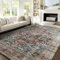 PONY DANCE Vintage Teppich Wohnzimmer 200x300 cm Dünne und Weiche Kurzflor Teppich Waschbar in Waschmaschine Rutschfester Teppich für Schlafzimmer/Esszimmer/Hotel, Feuerrote Harmonie