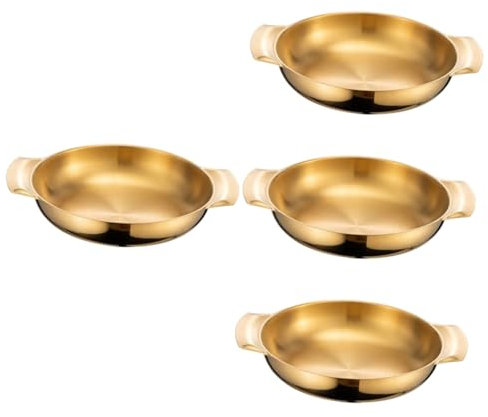 Juego de 4 ollas de cocina de ánfora de acero inoxidable con tapa, sartenes instantáneas para el hogar, sartén wok, platillos para plantas, platos de rozamiento, sartenes para hornear, sartén coreana