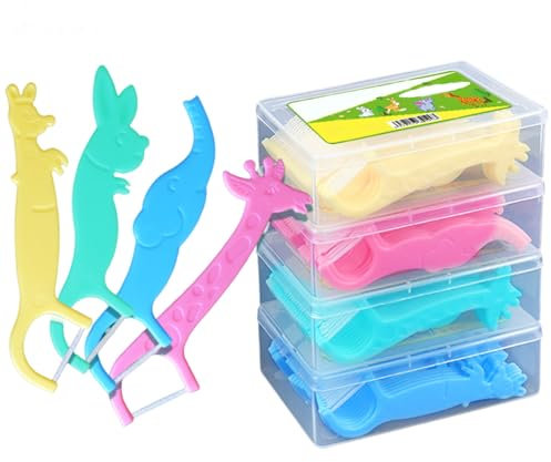 Liwein 80 pezzi Filo interdentale per bambini, Forcella interdentale, Flossper Denti Orale Cura Denti e Salute Igiene Orale Flosser Forcella, Bastoncini per filo interdentale Junior (80)
