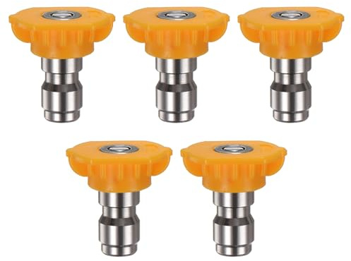 M METERXITY 5 Pcs Embouts de Buse de Pulvérisation pour Nettoyeur Haute Pression, 15 Degré 1/4 Rapide Connecteur Acier Inoxydable Buse à Jet pour Nettoyeur [1mm Orifice]