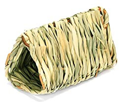 Fazvncv Natürliches Grashaus, bequem, Kleintier-Tunnel, Spiel, Versteck Gras, Bett, Kauspielzeug für