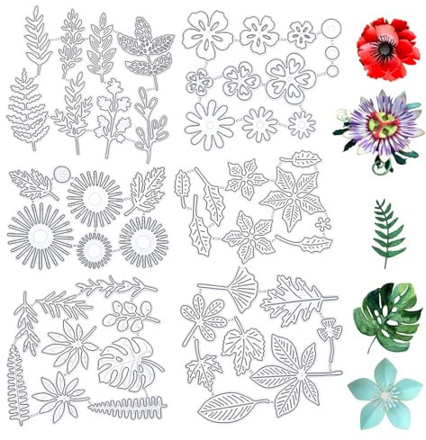 WYYFXY® Prägeschablonen Stanzschablonen 6 Set, Stanzschablone Blumen Metall Stanzformen Set für DIY Scrapbooking Karte Papier Fotoalbum Kunsthandwerk