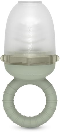 Suavinex, Chupete Fruta Bebé, Alimentador Antiahogo de Silicona Grado Alimentario, con Tapa, Fácil de Limpiar, Apto Lavavajillas, Apto Congelador, Alivia las Encías, Ideal BLW, +6 Meses, Verde