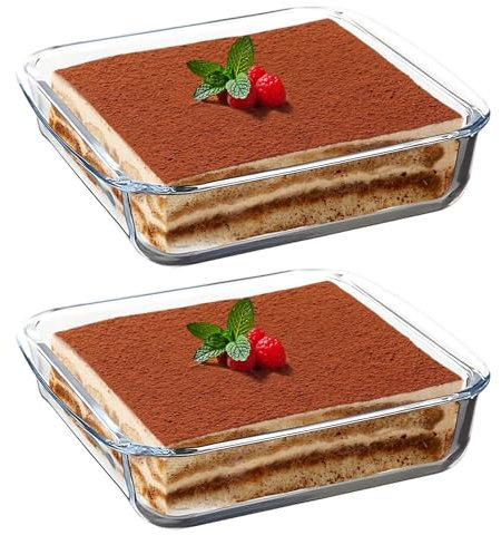 Lot de 2 plats à gratin en verre borosilicate - Résistants à la chaleur jusqu'à 400 °C - Pour friteuse à air chaud, four, micro-ondes - 16 x 16 x 4 cm
