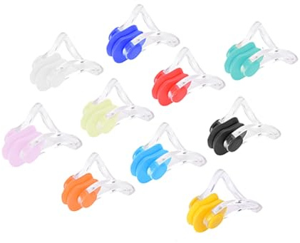 Ausla Clip de Nez, 20pcs 10 Couleurs Silicone Nage Clip de Nez pour Les Adultes et Les Enfants de Plus de 7 Ans, des Fournitures D'équipement de Natation Douces et Confortables,