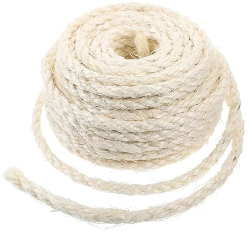 Parain Corda in sisal per tiragraffi per tiragraffi e gatti, naturale, in sisal, colore bianco, 6 mm, 50 m