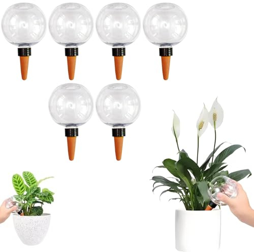 Boules d’Arrosage Plante 500ml | Arrosage Automatique Transparent pour Intérieur Extérieur | Globe Irrigation Autonome avec Cône d’Écoulement | Distributeur d’Eau Plantes Maison Jardin (6 pièces)