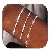 MUCCA 3Pcs Armband Damen 925 Sterling Silber Armbänder Silber Armband Set Verstellbare Stapelbare Kettenarmband für Damen, Wertvolle Silberschmuck Geschenke für Frauen