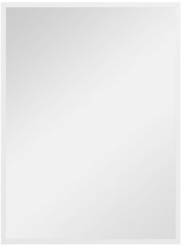 HOMCOM Specchio Bagno Parete Rettangolare con Ganci, Specchio da Camera in Vetro e MDF, 60x80 cm, Bianco