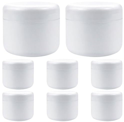KONTONTY 8 St Återanvändbara Kosmetikburkar med Lock Plastkrämbehållare för Ansiktskräm Lotion och Kroppsvård Öppning för Enkel Påfyllning och Läckagesäker för Resor