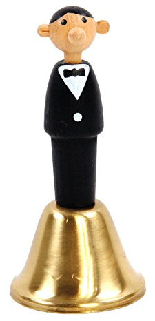 Kikkerland CU232 Tisch-und Kellnerglocke, Buchenholz, Messing, Schwarz Und Bronze