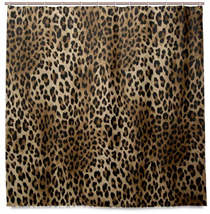 rolig duschdraperi vintage djur leopardtryck vattentät polyester tyg bad duschgardiner med krokar för heminredning badrumsdekor, 183 x 183 cm