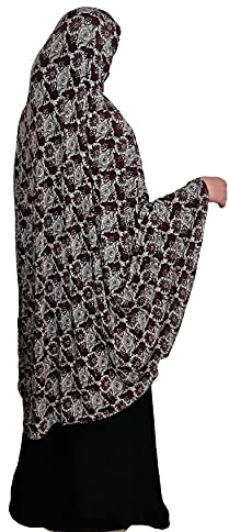 Yaqeen XL Khimar Long Hijab for Muslimah one Piece Stretchy Headscarf Lycra Chadors Arabia Islamic Prayer Muslim Shawls Body Cover (Brown)