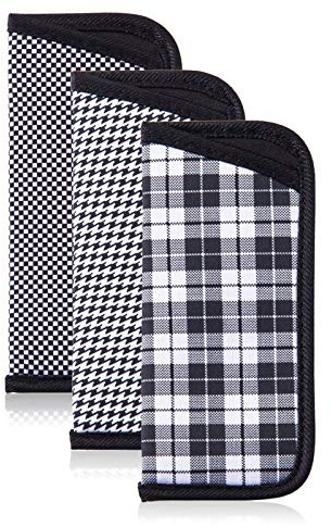 TRIUMPH VISION Eyeglasses Case Small for Reading Glasses Light Neoprene Slim Sunglasses Sleeve Eyewear Pouch Check Soft Protection 3 Pack