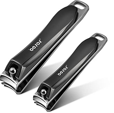 BEZOX Set di clip per unghie – acciaio inox ultra Sharp per unghie e clip per unghie & comodo ed ergonomico, per adulti, bambini Nero Scuro