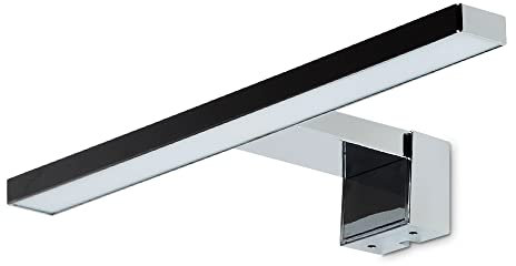 Kwazar Luminaire LED Spiegelleuchte 3in1 Badezimmer 5W 450LM 30cm Neutralweiß 4000K IP44 230V Wandleuchte Spiegellampe, Badezimmerschrank Spiegelleuchten Elena Silber