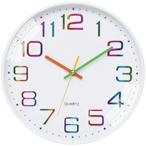 ACCSHINE Orologio da parete senza ticchettio, silenzioso, 30 cm, moderno, al quarzo, grande, funzionamento a batteria, stereo, facile da leggere per camere, casa, cucina, camera da letto, ufficio