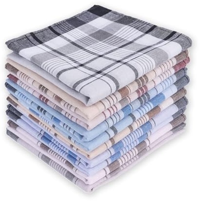 Wiainty Fazzoletti Da Uomo In 100% Cotone, Pezzi Fazzoletto Da Taschino Uomo,Set Di Fazzoletti Cotone Uomo Naso 38X38Cm, Fazzoletto Classici A Righe, Matrimonio, Business, Fazzoletti Stoffa