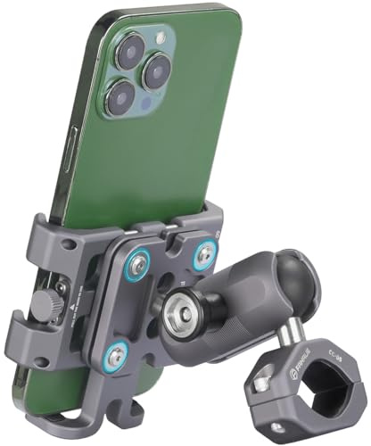 FANAUE Aluminum Anti-theft Bike Motorcycle Phone Mount with Vibration Dampener for Bicycle/ATV/UTV/Scooter Handlebar, Compatible with RAM Mounts B size Double Socket Arm for 5.5-7'' Smartphone.
