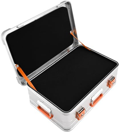 Alubox Alukiste abschließbar ES39 - Premium Aluminium Lagerbox 39 Liter mit Schaumstoffmatten Würfelschaum - Deckel mit Aluminium Druckguss Stapelecken und Gummidichtung - inklusive Schlösser