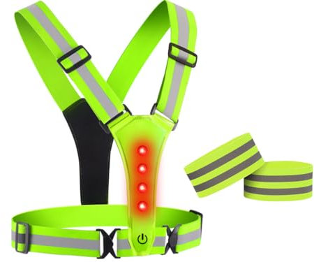 Anlising Gilet Riflettente per Biciclette LED, Gilet Catarifrangente a LED, Gilet Riflettente di Sicurezza, Gilet Riflettente Elastico Regolabile ad Alta Visibilità, per Jogging, Escursioni o Ciclismo