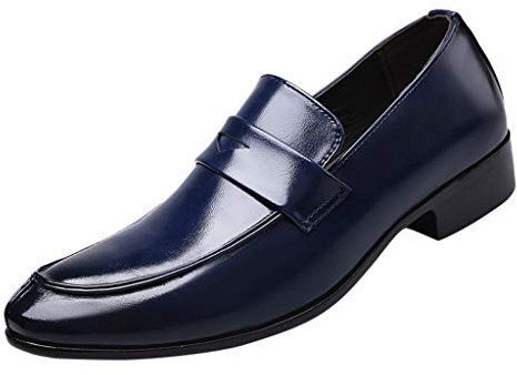 Kostymskor, herr, affärsskor, läderskor, bröllopsskor, smokingskor, herrskor, PU-läder, fritidsskor, mockasin, halvskor, loafers, slip-on, affärsskor, arbetsskor, snörning, halvsko, tofflor, blå, 43