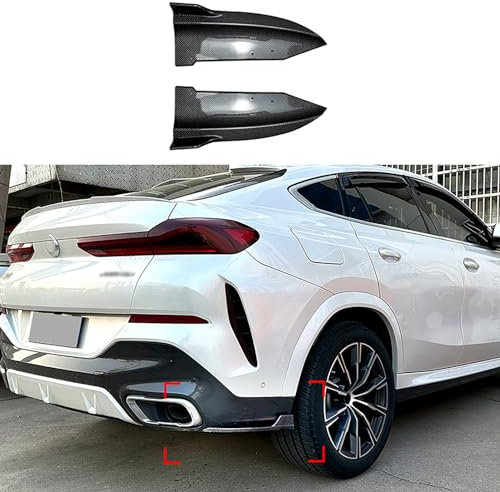 YPFYBHD Kompatibel für BMW X6 G06 M Sport 2019-2022, 1 Paar Auto-Heckstoßstangenlippe, Seitenschweller, Splitter, Antikollisionsstreifen, Eckenschutz, Spoiler,B Carbon Fiber Look