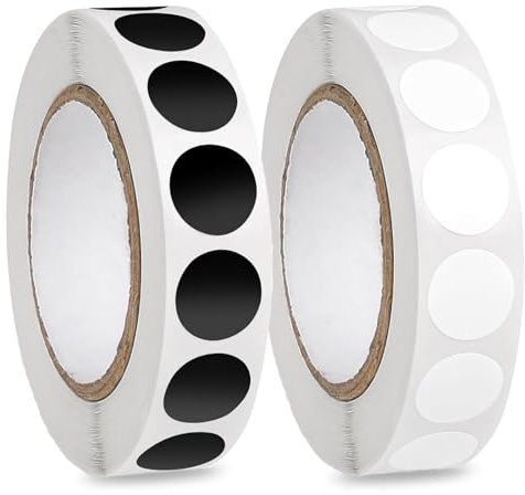 2000Stück Runde Aufkleber,Punktaufkleber,Dot Aufkleber Wasserdicht,Codierungskreispunktetiketten,Schwarze, weiße runde Aufkleber,Geeignet für Supermärkte, Büros, Wohnungen