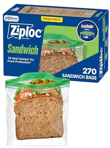 Ziploc Sacchetti per panini e snack con texture EasyGuide, sacchetti in plastica con tecnologia Grip 'n Seal, 270 sacchetti in totale