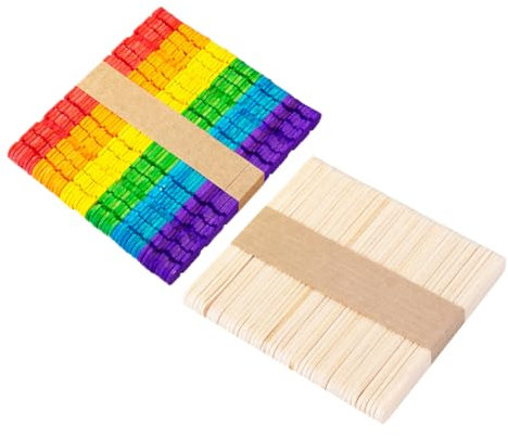 Tofficu 100St Eisstock aus Holz Stöcke Wachsapplikatorstäbchen am Stiel, Masse Eisstangen Eisstiele zum Basteln Holzstäbchen kleine Eisstiele Zungenspatel Holz Mini- am Stiel