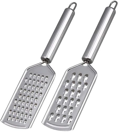 Cheese Grater Stainless Steel Graters for Kitchen - Fine Grater with Handle for Cheese, Chocolate, Vegetables - 2 Pack Multifunctional Graters, 10079D02，graters for Kitchen