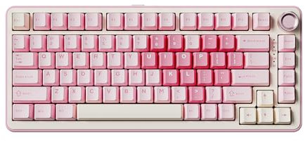 YUNZII B75 Pro Clavier Mécanique sans Fil, 75% Game Keyboard Hot Swap Custom avec Knob, Pre-lubed Switches RGB, BT/Type-C/2.4G (Pink, Milk Switch)