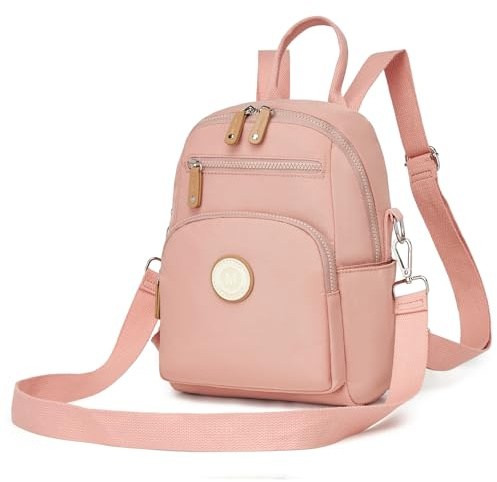 Miss Lulu Damen kleiner Rucksack Mini Cityrucksack Reiserucksack Wasserdichte Casual Daypack Tasche Schultertasche mehrzweck Umhängetasche für Arbeit Studium Reisen Einkauf Rosa