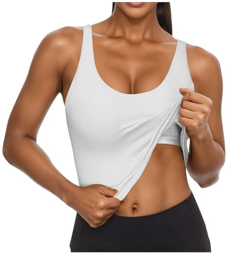 Canotta con Reggiseno Incorporato Ragazza Senza Maniche Canottiera Imbottita Canotte Donna con Spalline Sottili Senza Maniche Tank Shirt Basic Casual Cami Estiva per Sportiva Offerte Lampo del Giorno