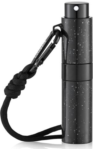 Lulupack Small Spray Bottle with Keychain - 8ml Cologne Travel Bottle Refillable - Travel Size Perfume Atomizer for Men - Portable Fragrance Decant Dispenser Speckled Black