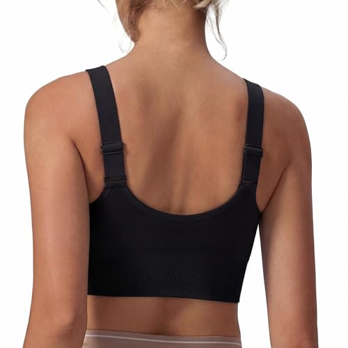Leversic Sujetador Deportivo Mujer Alta Impacto Sin Aros con Tirantes Ajustables y Almohadillas Extraíbles Top Deportivo para Correr Gimnasio y Entrenamiento