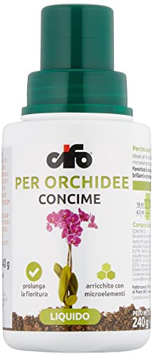 CIFO - Concime Orchidee Liquido, Fertilizzante Orchidee con Azoto, Fosforo e Potassio Adatto a Tutte le Stagioni - Favorisce lo Sviluppo delle Radici e un'Abbondante Fioritura, Made in Italy, 200 ml