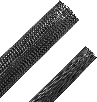 Besteek 50ft - 1/2 Inch & 1/4 Inch Nylon Expandable Braided Cable Sleeving, Braided Wire Sleeve, Cable Sheath Mesh Wire Loom