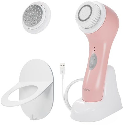 Spa Sciences - NOVA - Sonic Cleansing Brush with Bristles & Infusion System – Anti-Aging Facial Exfoliating, Waterproof, and USB Rechargeable