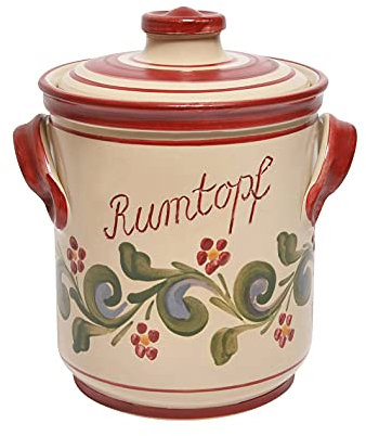 Steinzeug-Schmitt Rumtopf Serie Flora Deutsche Qualität (Inhalt 3 Ltr. - Rot-Grün)