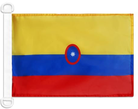 AZ FLAG - Drapeau Pavillon Civil Colombie - 45x30 cm - Pavillon Nautique Marchand Colombien Spécial Bateau Et Extérieur En Maille Bloquée Avec Anneaux Plastiques Intégrés - 30g
