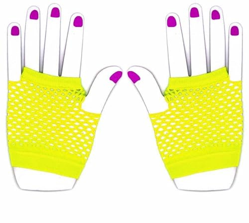 The Glowhouse Neon-Netzhandschuhe der 80er Jahre, kurze und lange Handschuhe, leuchtende Farben