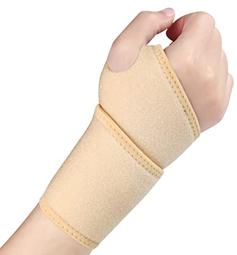 Ruilala Wrist Support Adjustable Wrist Brace Compression for Women and Men 1 Pack Carpal Tunnel Support for Arthritis, Tendinitis, Pain Relief, Sports, Work for Right and Left Hands (Beige)